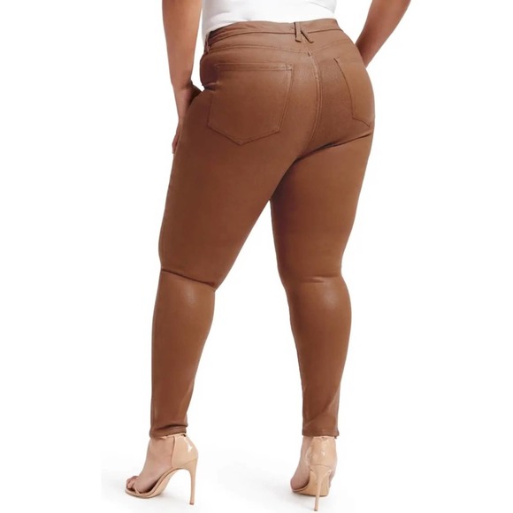 Good American Good Legs Coated Skinny Jeans in Burnt Caramel Size 22 NWT - Picture 2 of 6